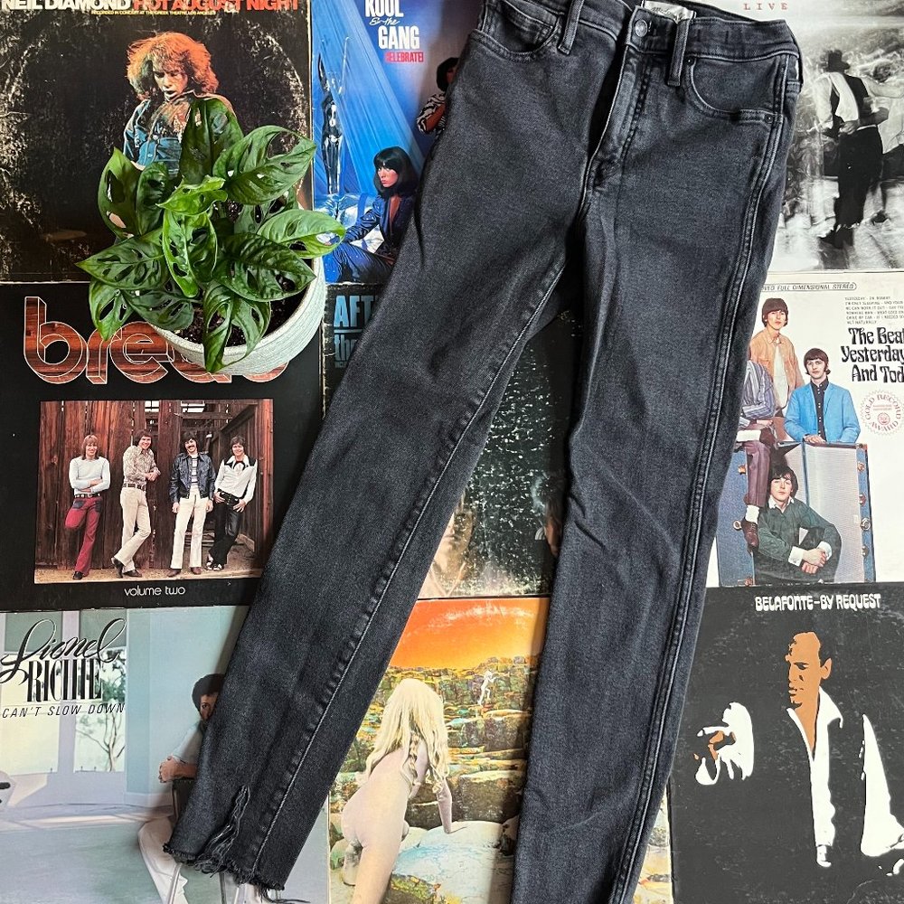 Madewell Black Skinny Jeans Raw Hem Size 26